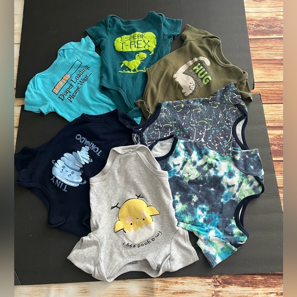 Monkey Bars Baby Boys Short Sleeve One Piece Bodysuit Set of 7 Size 18 months - Picture 1 of 12